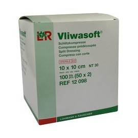 VLIWASOFT Slotted Dressings 10 x 10 cm 4-Ply Sterile Pack of 100