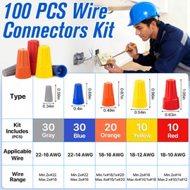 Crweety 100PCS Wire Connectors Nuts Electric Wire Caps Insulating Insert Twist Electrical Wire Connectors Colorful Wire Assortment Nuts for Quick Connection