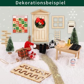 JadeLink Gnome Door Set - Gnome Accessories Complete Set Christmas Including DIY Miniature Construction Site, Gnome Baking Set, Craft Set Letter Box and Secret Santa Letters, Christmas Decoration, DIY
