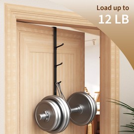 niffgaff Door Hooks Towel Hanger: Black Heavy Duty Over Door Coat Hanger for Bathroom 4 PCS