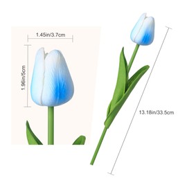 IPLNTS 20PCS All Saints' Day Light Blue Real Touch Tulips Artificial Flower Tulips PU for Home Wedding Decoration Brides Hand Holding Bouquet Artificial Flower Decoration