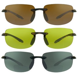 proSPORT BIFOCAL Reading Reader Wrap Around Sport Sunglasses +1.50 Grey with Black Frame, HD & Yellow Lens with Tortoise Frame