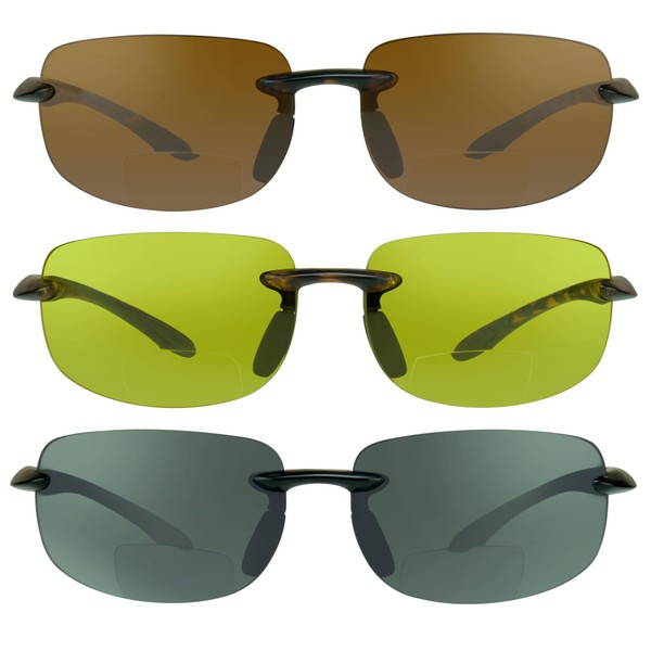 proSPORT BIFOCAL Reading Reader Wrap Around Sport Sunglasses +1.50 Grey