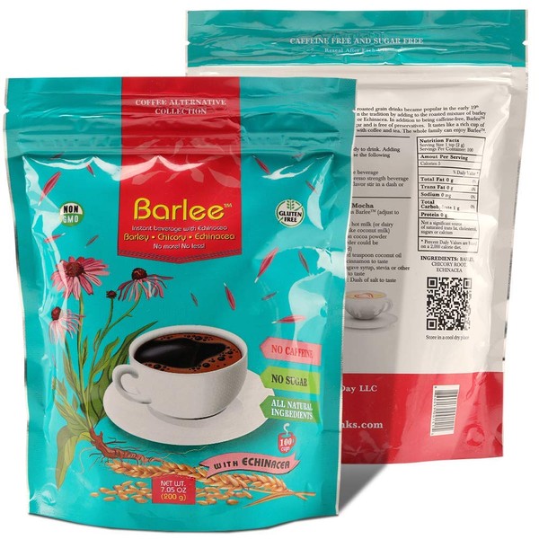 Barlee - Coffee Alternative Beverage Blend (Instant Coffee Substitute), with barley, chicory root and echinacea, Pack of 2 (14.10 oz)
