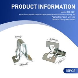 SLIMI 15 PCS Lift Gate Trim Finish Panel Clip, Metal U-Shaped Trim Panel Clips, Dashboard Console Fastener Retainer Clip Kit, Universal for Most Cars, Trucks, SUVs (Silver)