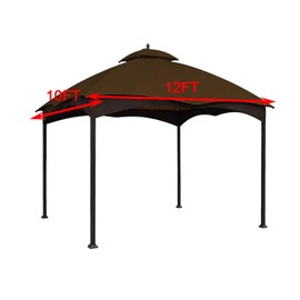 Wonwon Gazebo Replacement Canopy Top Cover 10X12 Double Tiered Canopy Roof for Lowe's Allen Roth Gazebo Model #GF-12S004BTO/GF-12S004B-1 (Brown)