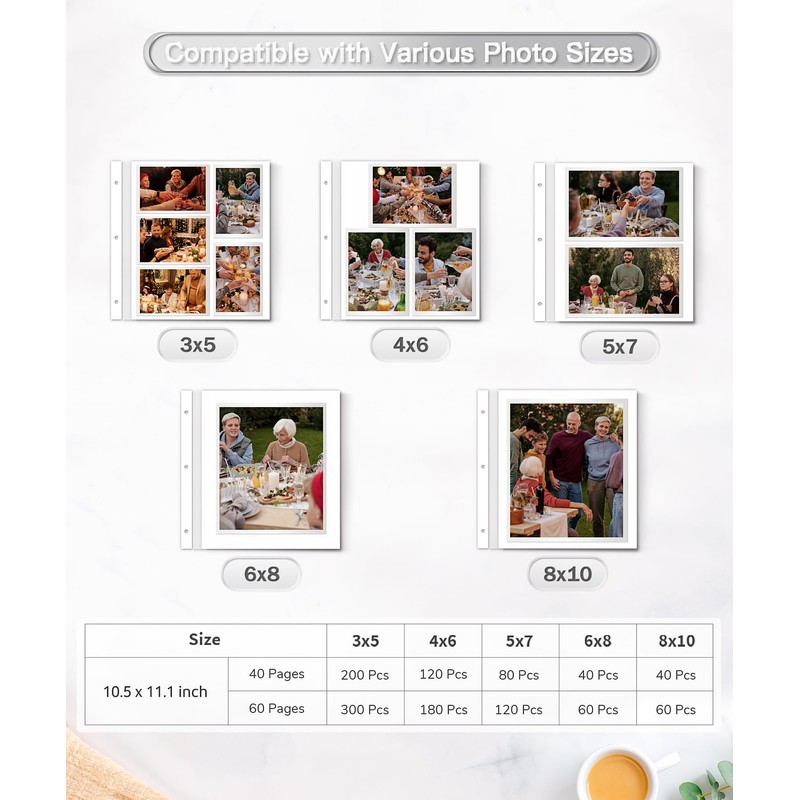 Popotop Photo Album Self Adhesive Scrapbook Album for 4x6 5x7