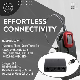INNOTALK Wireless Headset for Computer Call and Remote Answering Call for Avaya 9608, 9610, 9611, 9620, 9621, 9630, 9640, 9641G, 9650, 9670 (Explorer)