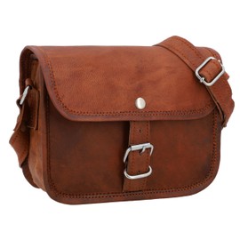 Gusti Handtasche Leder - Mary Damen XS Ledertasche Handtasche Schultertasche Umhängetasche Crossbody Damen Vintage Braun