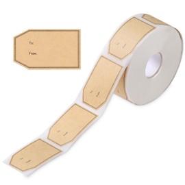 Sightor 600 PCS Gift Tag Stickers, 1.18" x 2" Natural Brown Kraft Labels to and from Holiday Gift Name Stickers Self-Adhesive Labels for Christmas Holiday Present Stickers