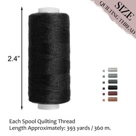 Quacc 6 Colors Sewing Thread Kit Strong Polyester Quilting Thread 393 Yards Per Spools for Machine DIY Hand Sewing (Black Series)