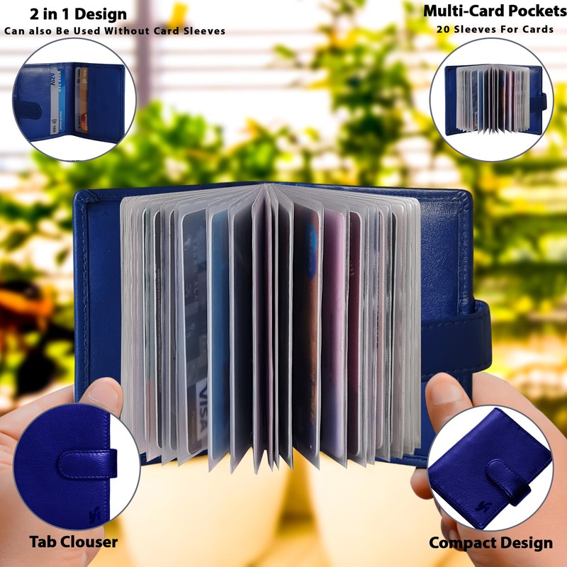 STARHIDE Soft Genuine Leather Compact Credit Debit Card Holder Case