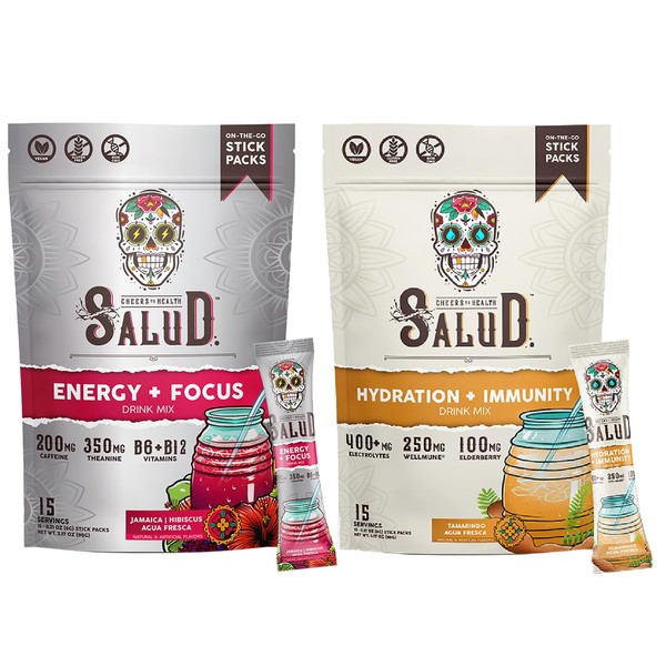 Taste Salud Salud 2-Pack |2-in-1 Energy + Focus (Hibiscus) &