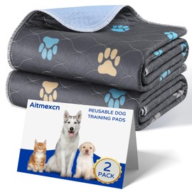 Reusable Dog Training Pads, Aitmexcn Waterproof Dog Mats, Fast Drying Washable Puppy Pads for Indoor, Outdoor and Car Travel - Set of 2 (45 x 60 cm)