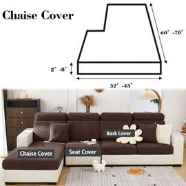 Disayu Sectional Couch Covers Couch Cushion Covers for Sectional Sofa L Shape Sofa Covers Washable Universal Stretch Sofa Slipcovers Soft,Anti Slip,Skin-Friendly for Pets (Brown,Chaise Cover)