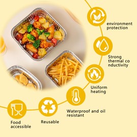 30 Pcs Aluminium Foil Trays,8 Inch Square Aluminium Baking Tray,20.5cm*20.5cm*4.5cm Air Fryer Square Foil Baking Tray,Aluminum Tin Foils Trays Containers,for Cooking,Oven,Roasting,Broiling,Air Fryer