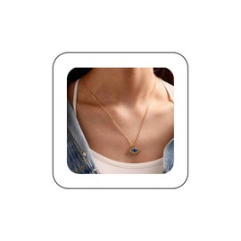 Inilbran Boho Crystal Evil Eye Choker Necklace Gold Demon Eye Pendant Necklace Vintage Evil Eye Necklace Choker Minimalist Protection Necklace Chain Jewellery for Women and Girls