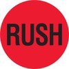 "Rush" Shipping Labels/Stickers, 2" x 2", Red/Black, 500 Labels Per Roll (1 Roll)