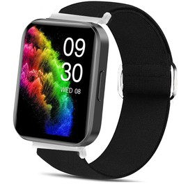 Blueshaweu Compatible for RUIMEN Smart Watches Bands, 22mm Stretch Elastics Nylon Adjustable Replacement Strap Accessories for Men & Women Compatible for RUIMEN D1 / H1 Smart Watches (Black)