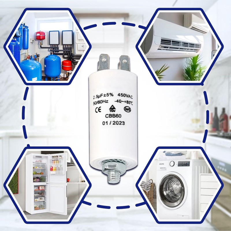 Capacitor 2.5µf 450V 50/60Hz Starting Capacitor Type CBB60 with an