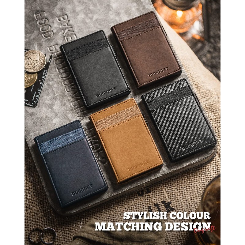 DUGRAFT Slim Card Holder for Men with Aluminum POP UP
