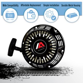 AlveyTech Black 196cc 6.5 Hp Recoil Pull Starter - for The Honda GX120 & GX160 Gas Engines, Manco, Scooter, Lawnmower, Generator, Go-Kart Engine, Riding Lawn Mower, Rope Cord Assembly, Pull Start