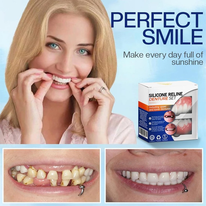 2PCS Silicone Reline Denture Set, Silicone Dentures