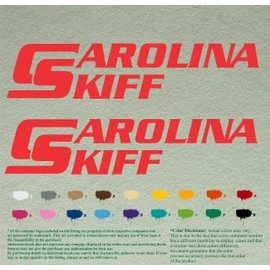 Pair of Carolina Skiff Boats Compatible Replacement Decals Vinyl Stickers Outboard Motor Set of 2 (12", Red 031)