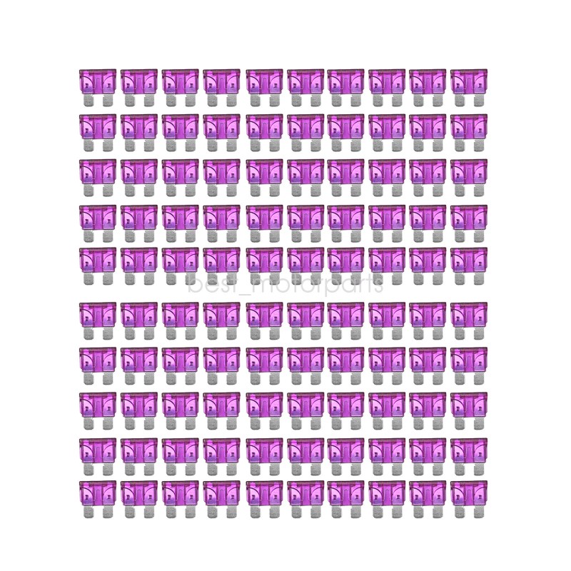 Tomauto 100 Pack 3 AMP ATC/ATO STANDARD Regular FUSE BLADE