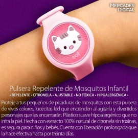 Mercader Digital 10 Pzs Pulsera Repelente Mosquitos Niños Luz Led Citronela