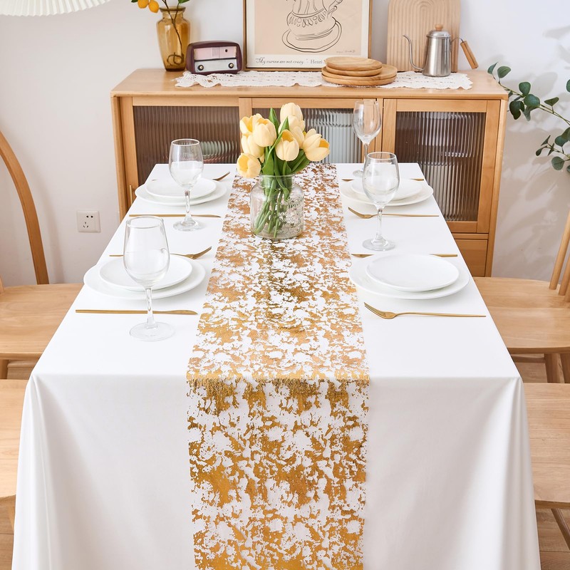 CHUQING Gold Table Runner 11x591 Inches,Gold Party Table Decorations Centerpiece,Gold