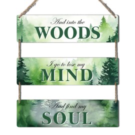 And into the Woods-I Go to Lose My Mind-And Find My Soul' Bible Quote Wooden Sign, Rustic Plaque 11.8x3.2 Inches Each, Perfect for Christian Wall Decor, Home Decor, Christian Gifts.(021)