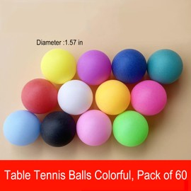 Yueser Table Tennis Balls, Colourful, Table Tennis Balls, Pack of 60 40 mm Ping Pong Balls, Table Tennis Balls, Table Tennis Balls, Outdoor Table Tennis Balls, Tombola Balls for Ball Pit, Mixed