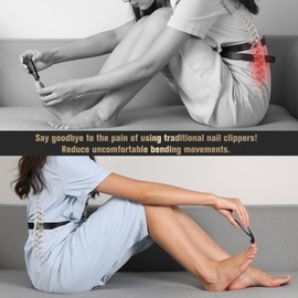 FERYES Zehennagelknipser mit abgewinkeltem Kopf, langer Griff, für Senioren, großer breiter Kiefer, Nagelknipser mit Auffangbehälter für dicke Nägel, einfacheres Trimmen, ergonomisches Design (schwarz