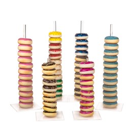 Acrylic Donut Stands, 6 Pack Clear Donuts Display Stand, Doughnuts Tower Holder for Dessert Table, Bagel Holders for Wedding Birthday Treat Parties, Class Reunion, Children's Birthday Party,