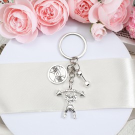 Sports Keychain Gift for Friends Family Birthday Gift for Dad Boyfriend Pendant with Weightlifting Design for Muscular Man