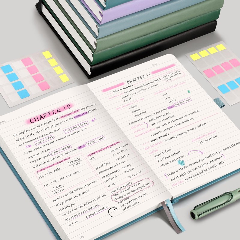 EMSHOI Notebook A5 Lined, Thick Notepad, 320 Numbered Pages, Hardcover