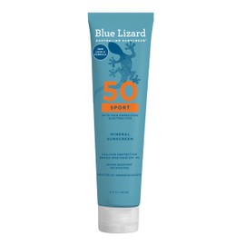 Blue Lizard Sport Mineral SPF 50 Lotion, Ideal for Athletes, 100% Mineral Sunscreen Actives, Fragrance-Free, Paraben-Free, Vegan, 5 fl oz
