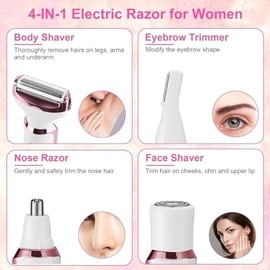 Comfort 4 in 1 Electric Lady Shaver,4 in 1 Electric Shaver for Women,Electric Bikini Trimmer for Women,Body Hair Removal Epilator,Painless Women Electric Razor,Cordless,Rechargeable,Waterproof (1)