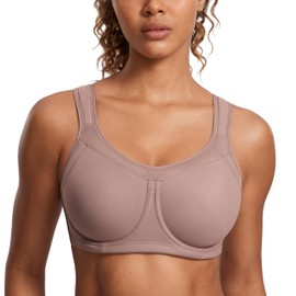 SYROKAN Women's High Impact Removable Pads Sports Bra Underwire Full Coverage Support Workout Running Bra Brick 34E