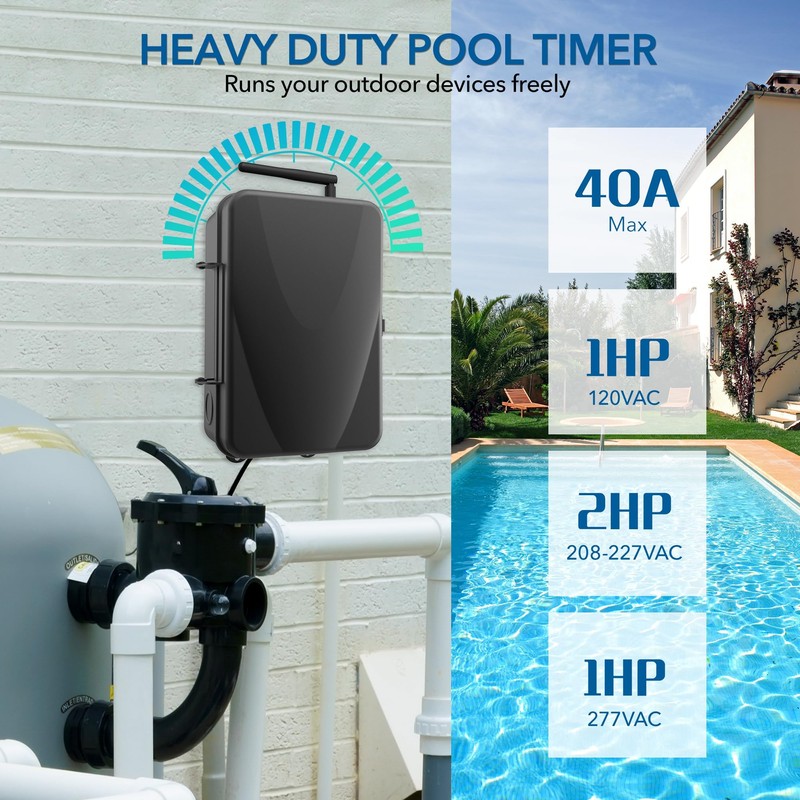 BN-LINK Pool Timer, Outdoor WiFi Timer Switch for Water Heater,
