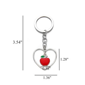 PHAETON 30PCS Teacher Appreciation Christmas Gifts Heart-shaped Ring Apple Charms Keychain for Teachers Coaches Tutors Principals Presents Teachers Week Brithday Graduation Gifts Women
