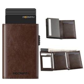 Carteras para Hombre，Tarjetero de cuero, Billetera para Hombre，RFID Bloqueo Antirrobo Tarjetero para Caballero Plegable, Con Bolsillo de Moneda Billetera para,Regalos para hombre- marrón