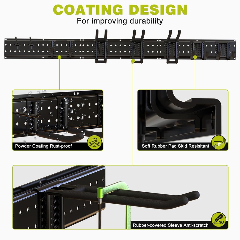 NattyDot Garage Tool Organizer Wall Mount 49.5inch with 9 Hooks