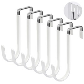 Simpolor Over The Door Hooks, 6 Pack Door Hangers Hooks with Rubber Prevent Scratches Heavy Duty Organizer Hooks for Living Room, Bathroom, Bedroom, Kitchen Hanging Clothes, Towels, Hats, Coats, Bags
