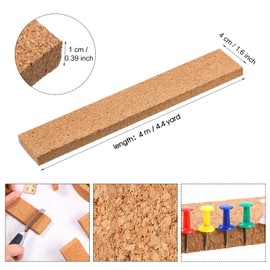 Uanchu Cork Strips Bulletin Bar Strips Pin Board Bar Strips Frameless Notice Board Strip with 1 Roll Double Side Tape 100 Push Pins for Office Back to School Notes Photos(Brown,158 Inch)