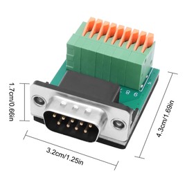 XMSJSIY DB9 Solderless Adapter RS232 D-SUB Serial to 9-pin Port Spring Terminal Crimp Connector Breakout Board 9 pin Port Adapter Module for Serial Communication Devices (DB9 Male)