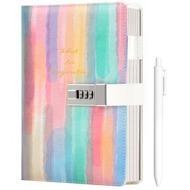 CAGIE Girls' Diary with Lock Gift for 8 9 10 11 12 Years Girls Diary Diaries with Combination Lock Leather Journal Secret Journal Notebook for Adults