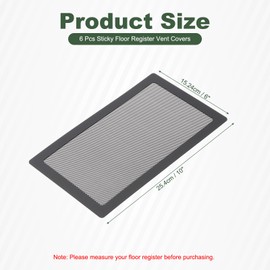 YOKIVE 6 Pcs Floor Vent Covers, Sticky Floor Register Cover PVC Mesh Air Vent Screen Filters, Great for Home Floor, Wall, Ceiling, Catch Debris Hair Dust (Black, 10-Inch x 6-Inch)