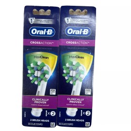 Oral-B LOT OF 4 Oral-B CrossAction Electric Toothbrush Replacement Brush Head, 2 Packs